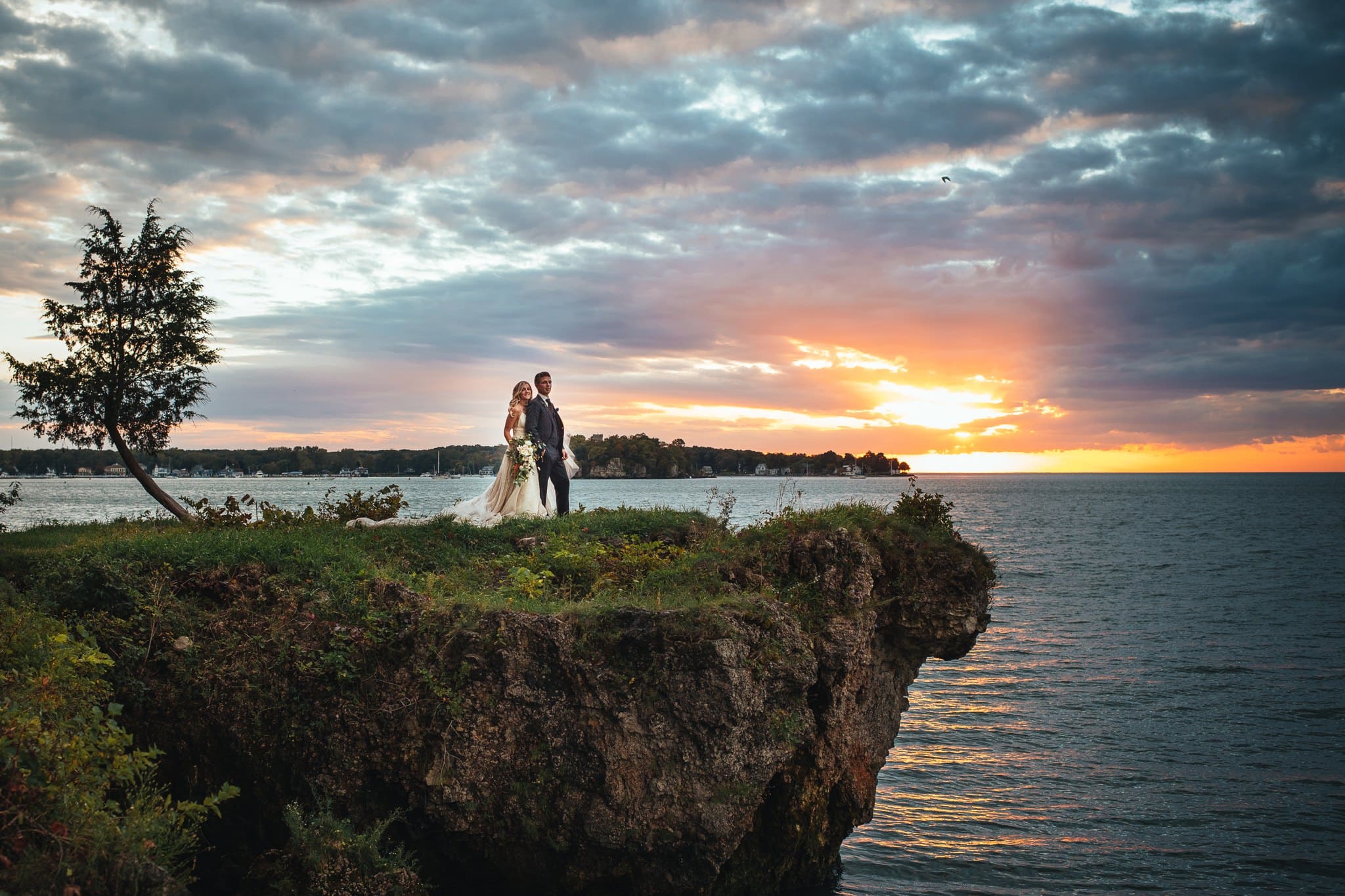 Put-in-Bay sunset wedding photo
