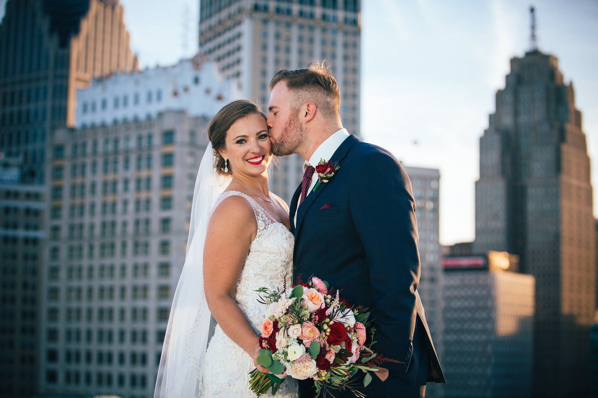 Detroit wedding rooftop photo