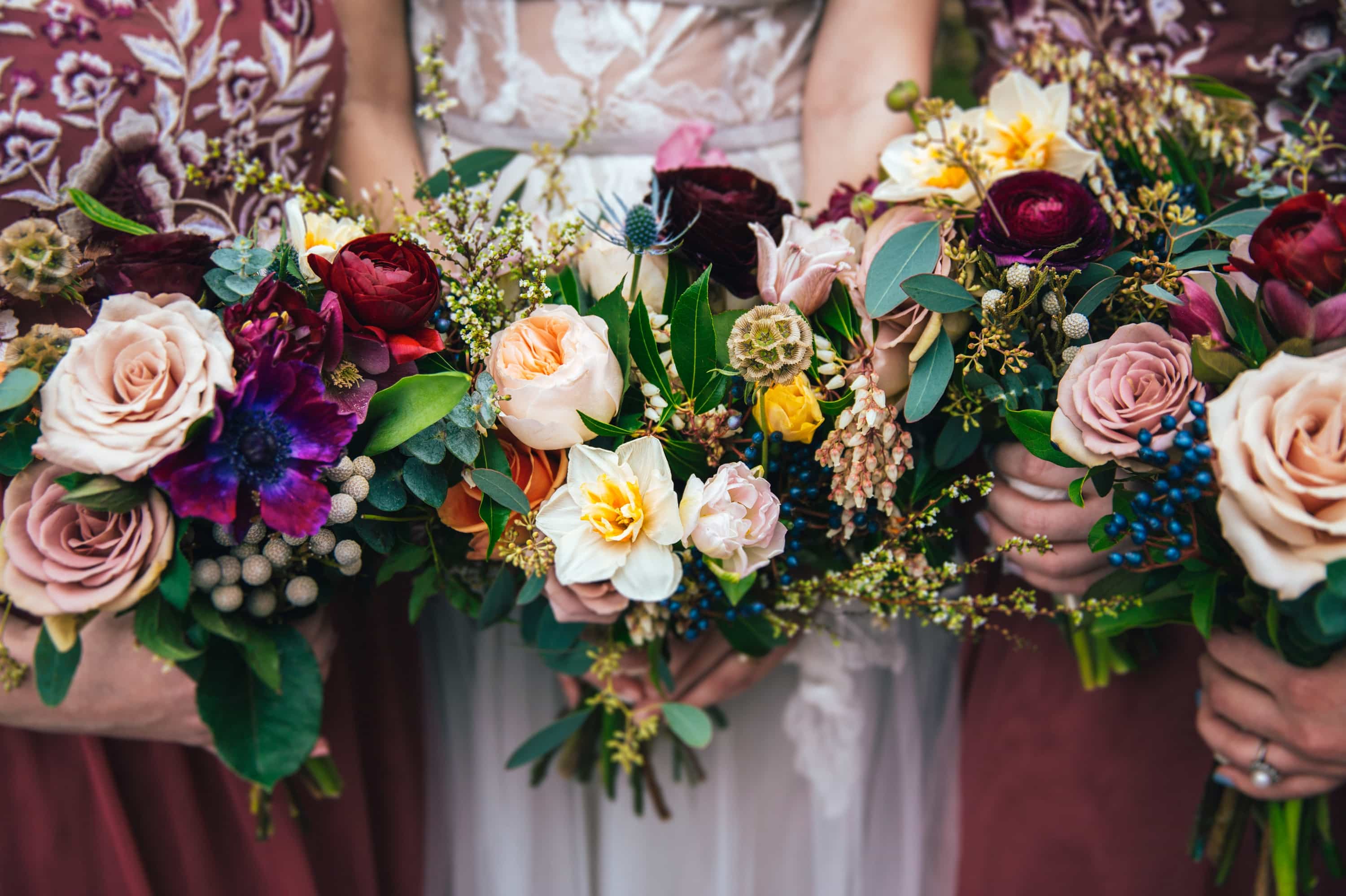 Multicolor wedding bouquets
