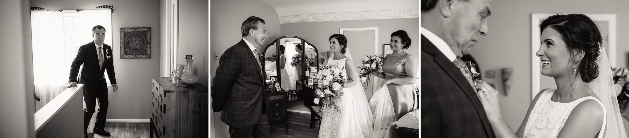 bride and her father reaction during first look