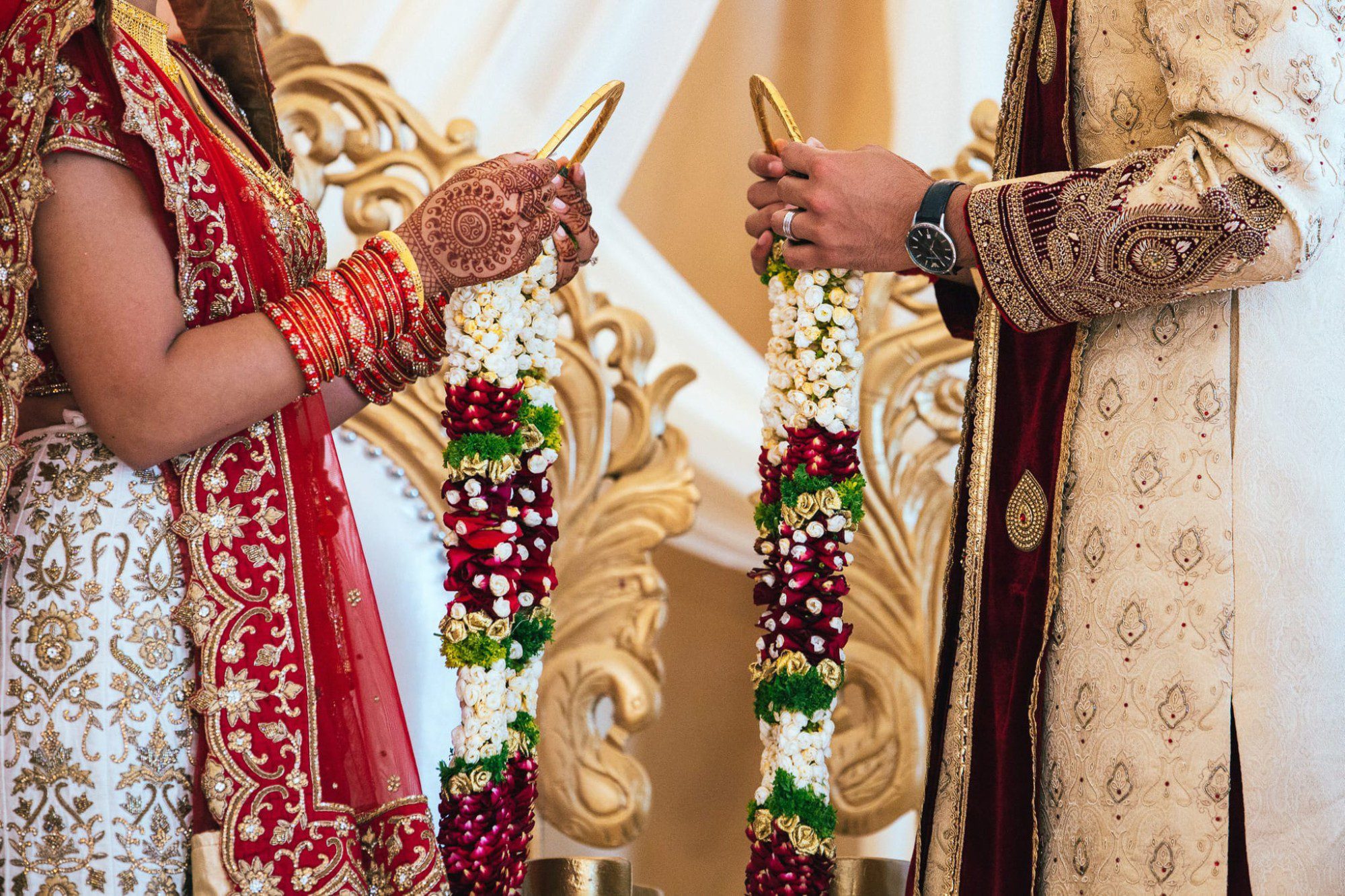 Indian wedding ceremony garland exchange
