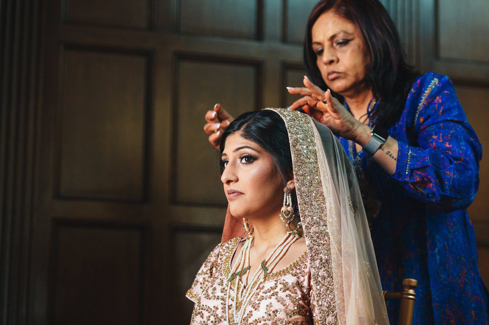 Indian bride getting ready at Masonic Temple Detroit, MI
