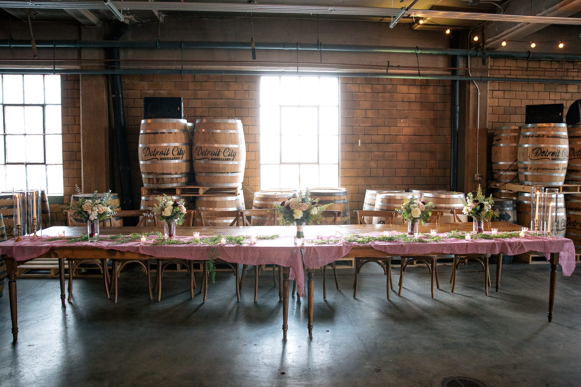 The Whiskey Factory wedding set up
