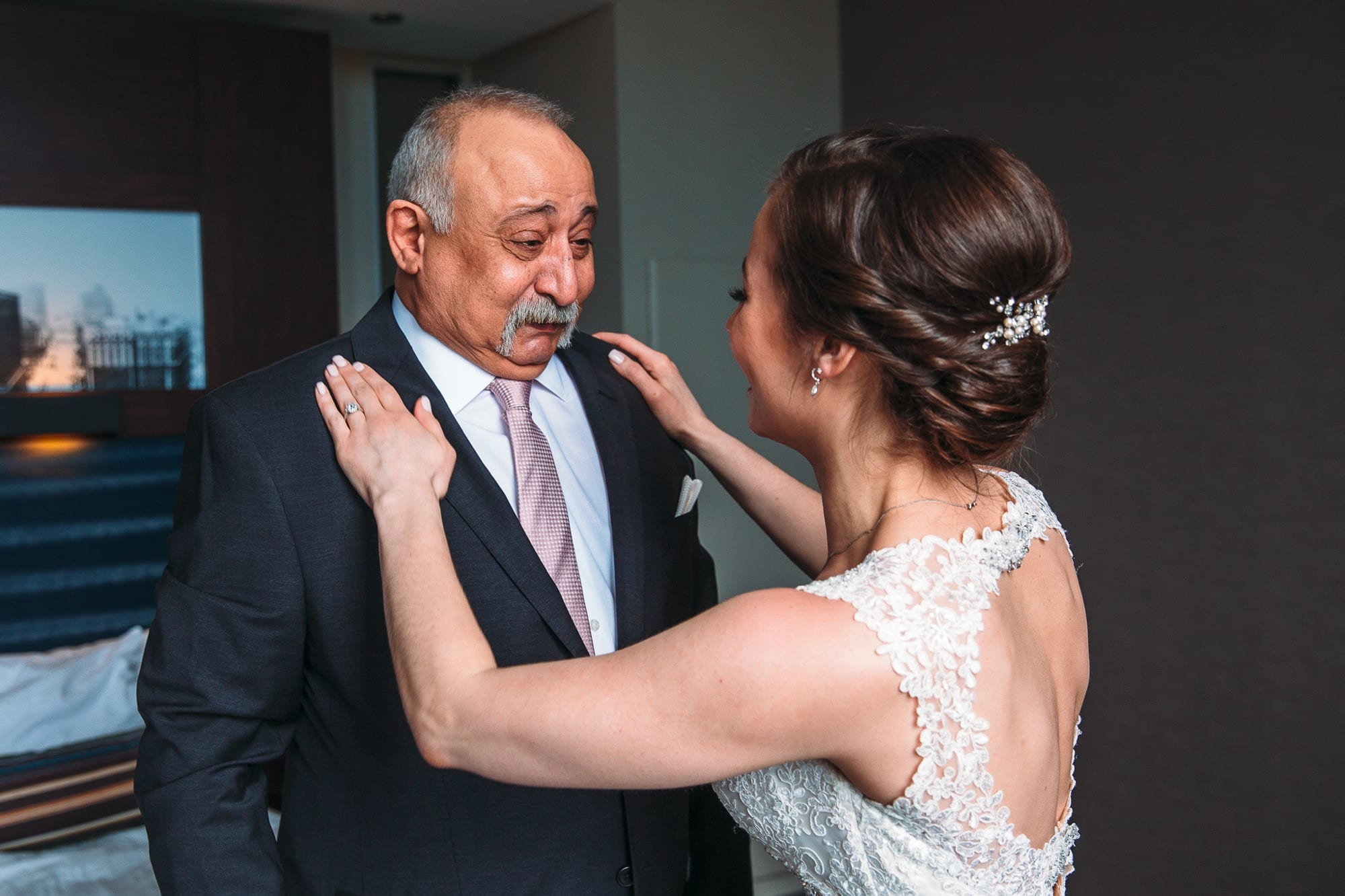 father of bride crying