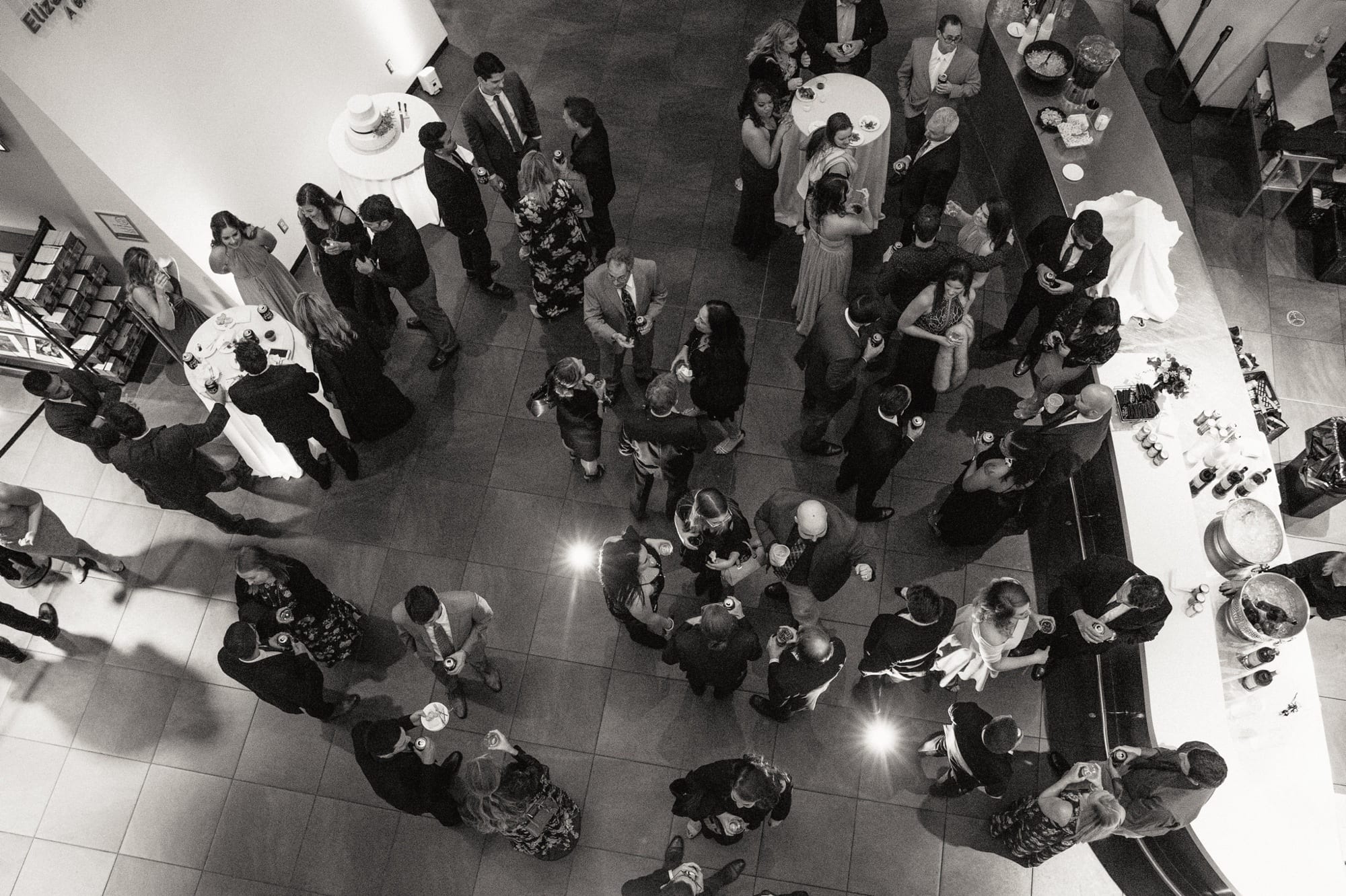 photo from above of guest during cocktail hour