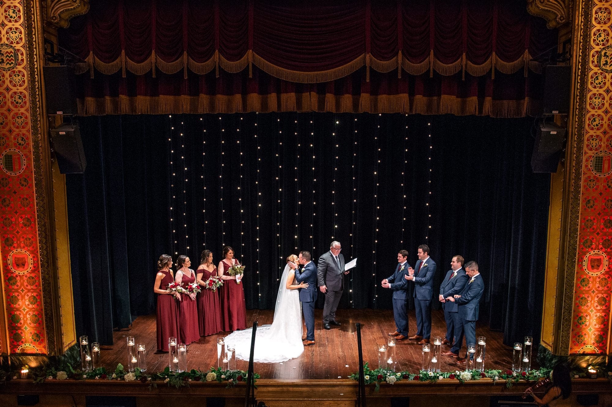 wedding ceremony on the stage in the Gem Theatre