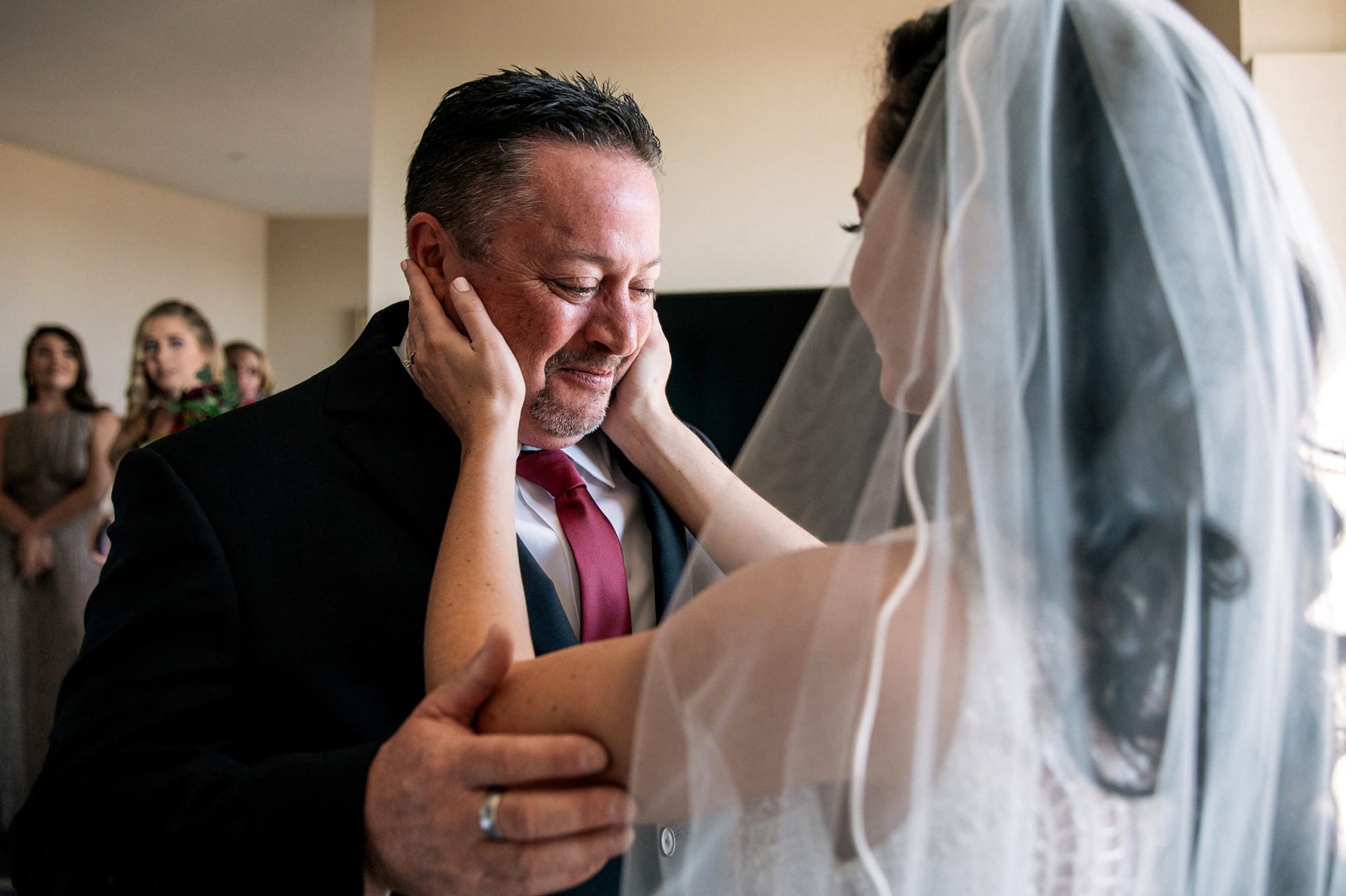 Father crying after seeing bride St Pete wedding