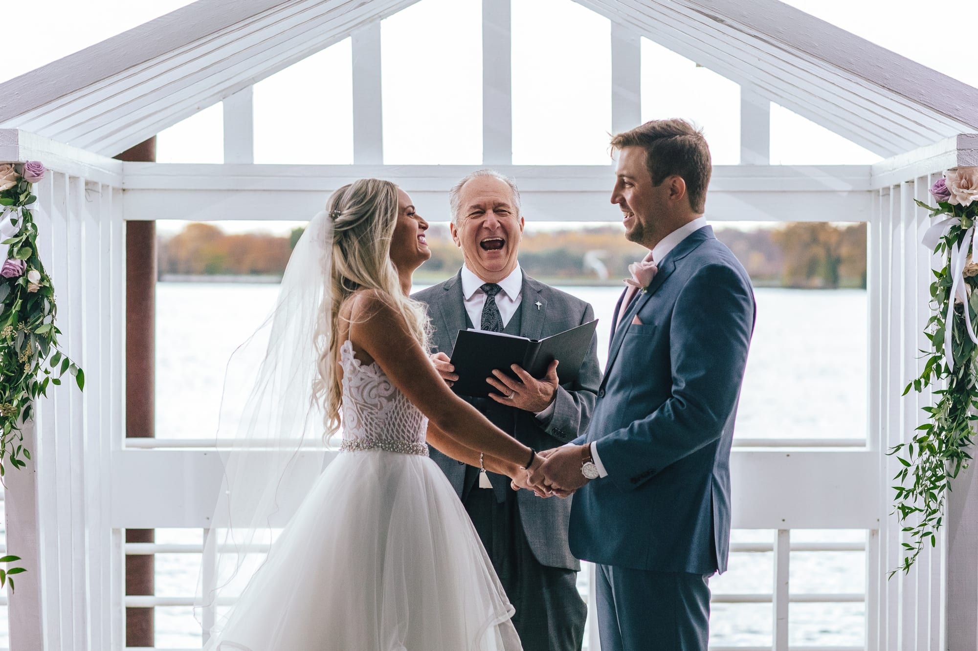 Wedding ceremony on the Roostertail dock