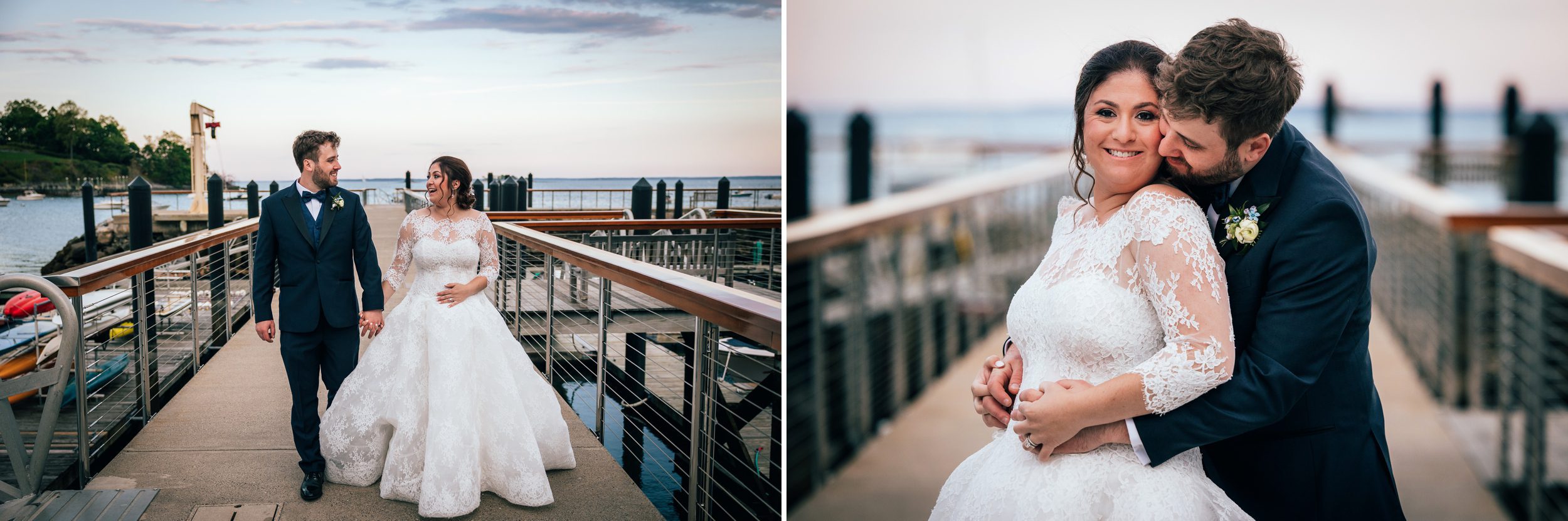 Bride and groom photo on the dock