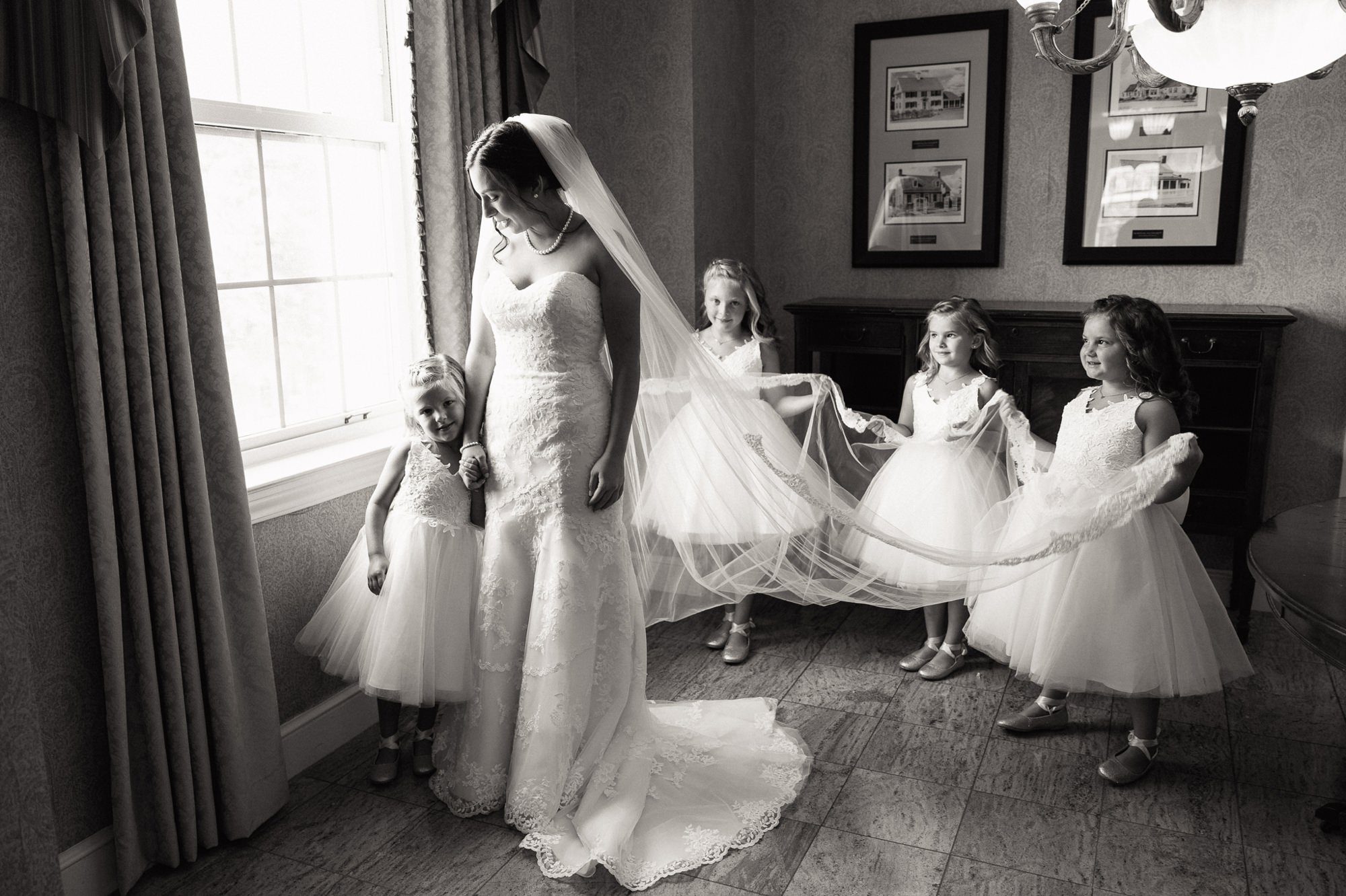bride and little girls