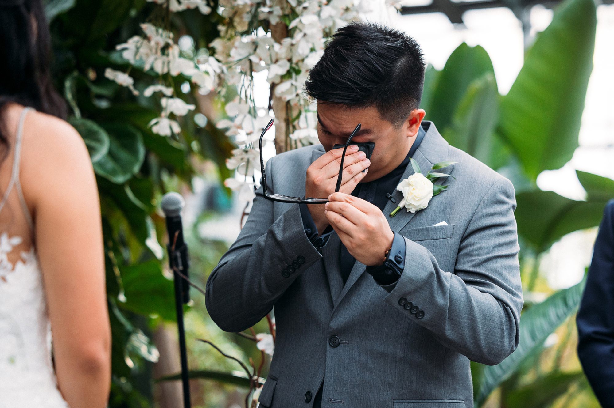 groom crying during ceremony