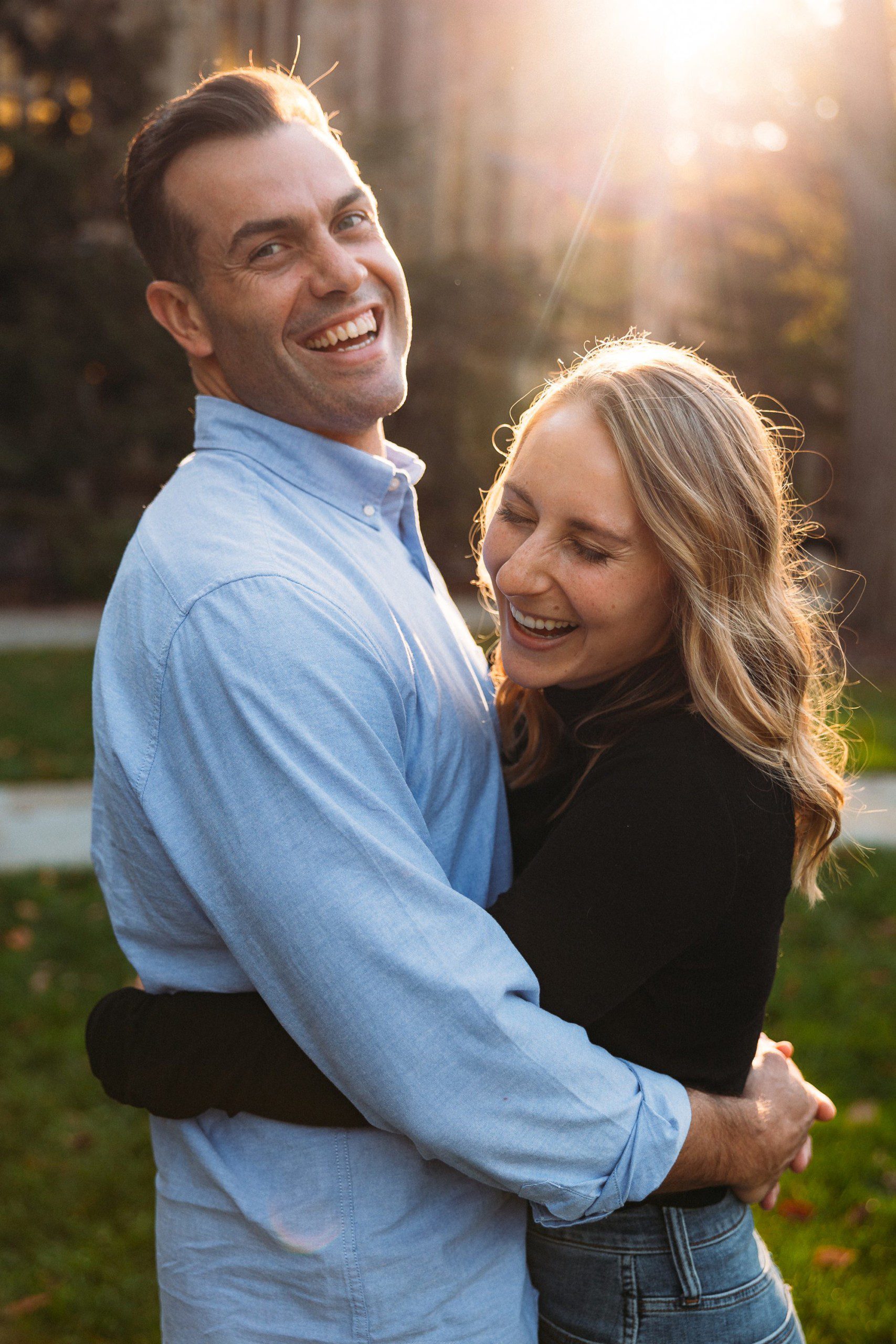 couple hugging and laughing