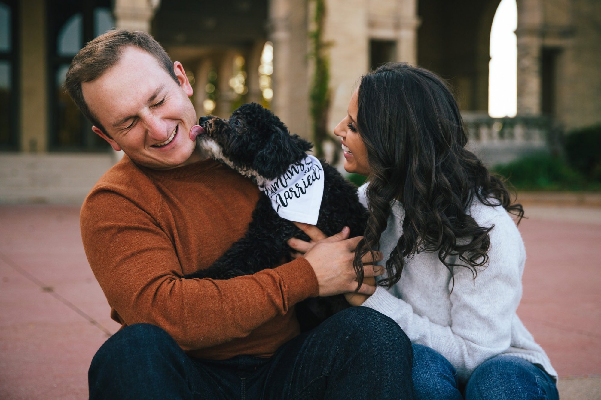 engagement photo with pets