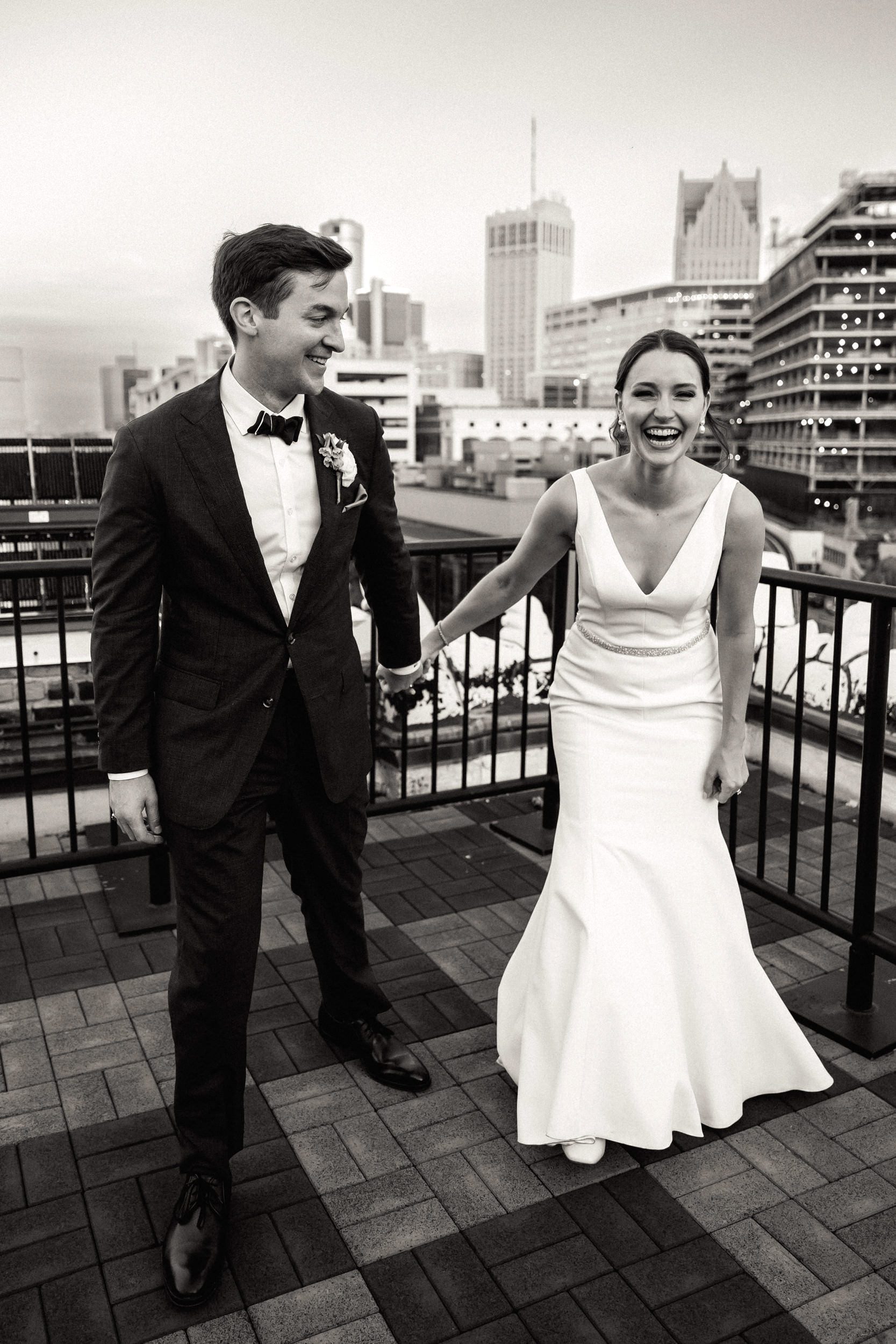 Detroit Opera House rooftop wedding photo