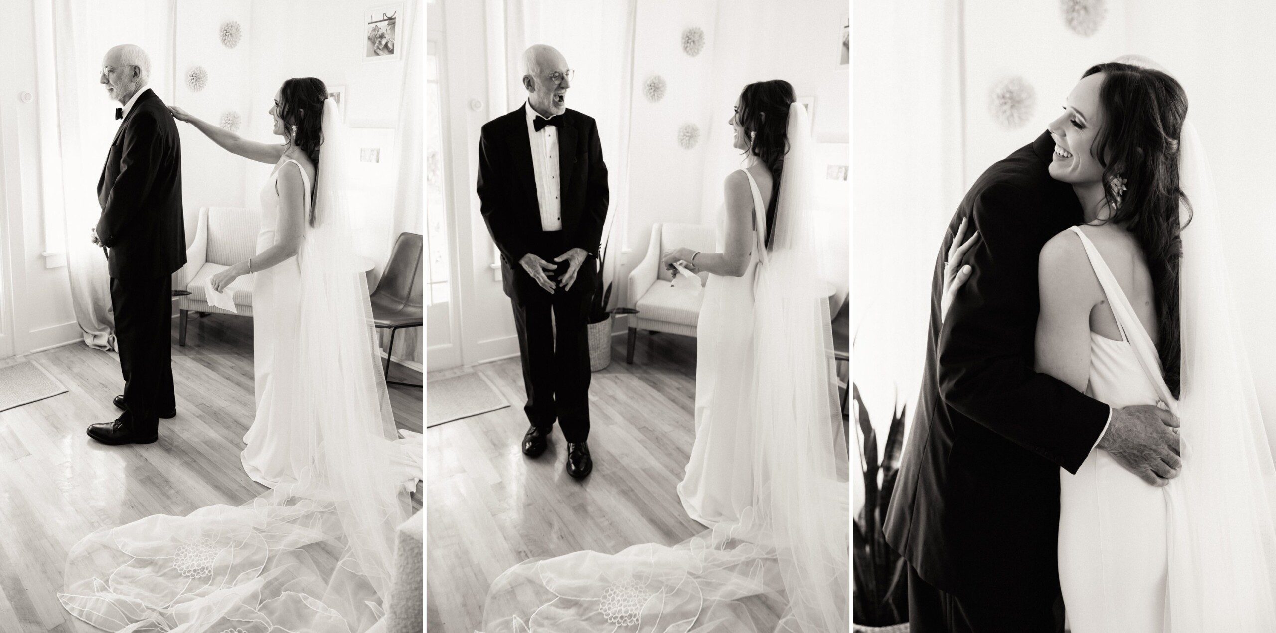 bride and her father during a first look