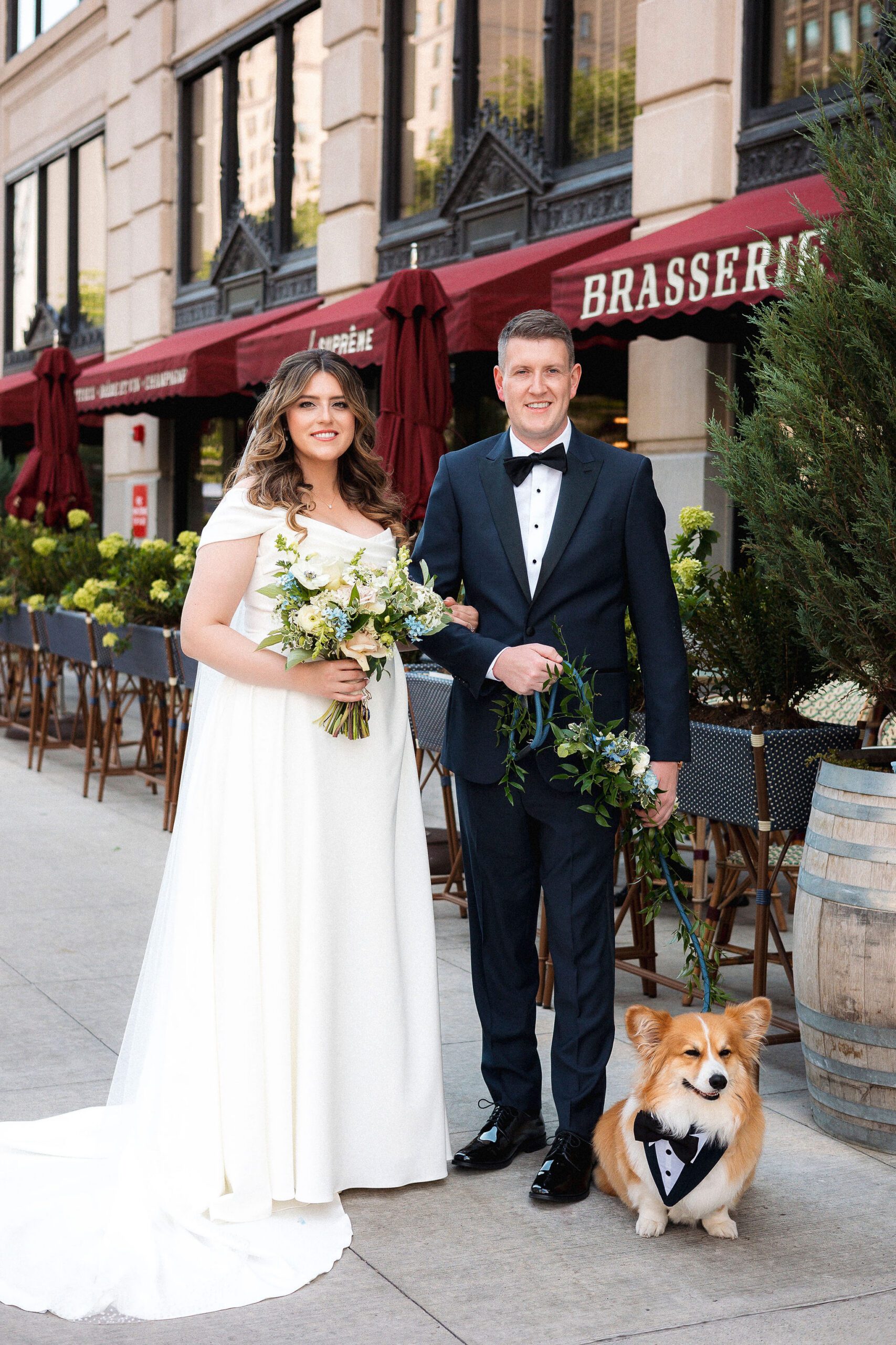 Wedding Photos with Dog in Downtown Detroit