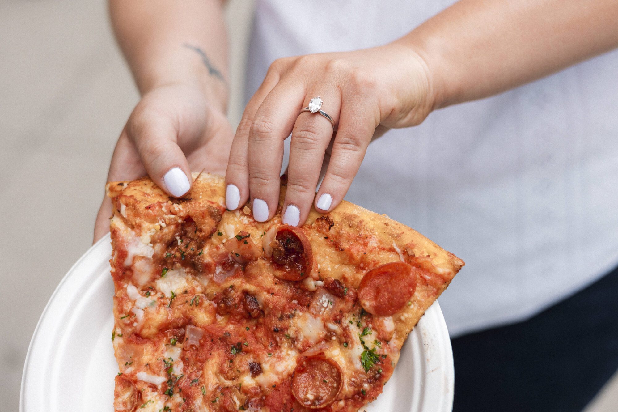 Detroit Engagement Photos at Local Pizza Shop