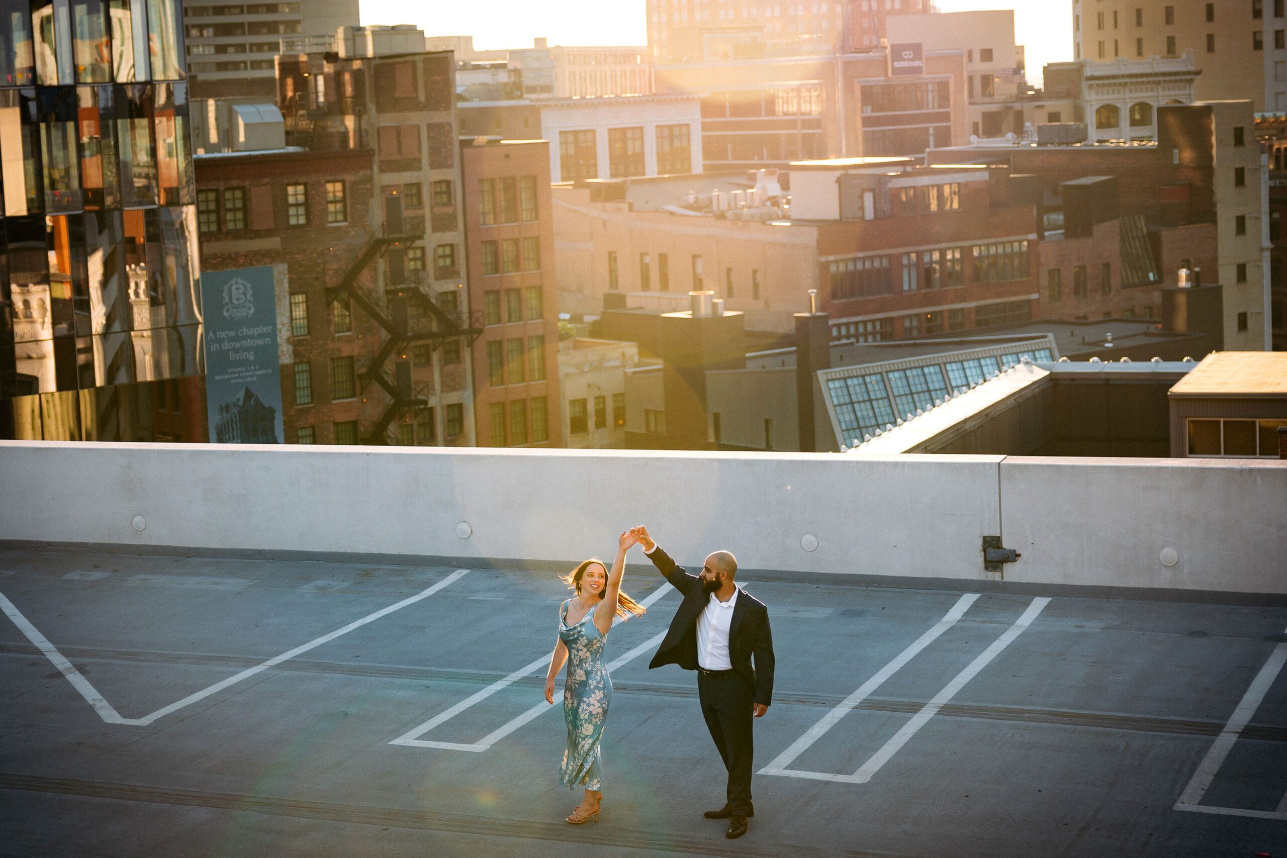 Rooftop Engagement Session Downtown Detroit