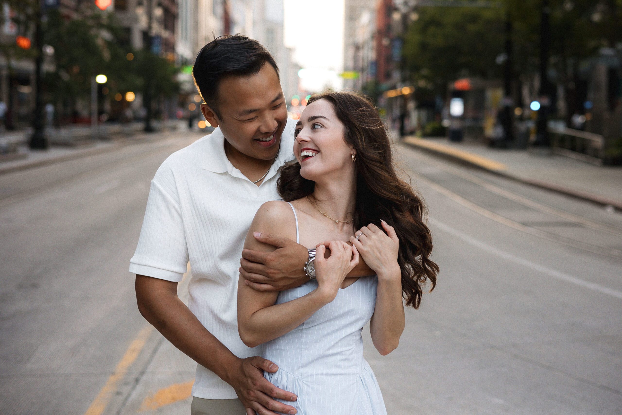 Romantic engagement session in downtown Detroit