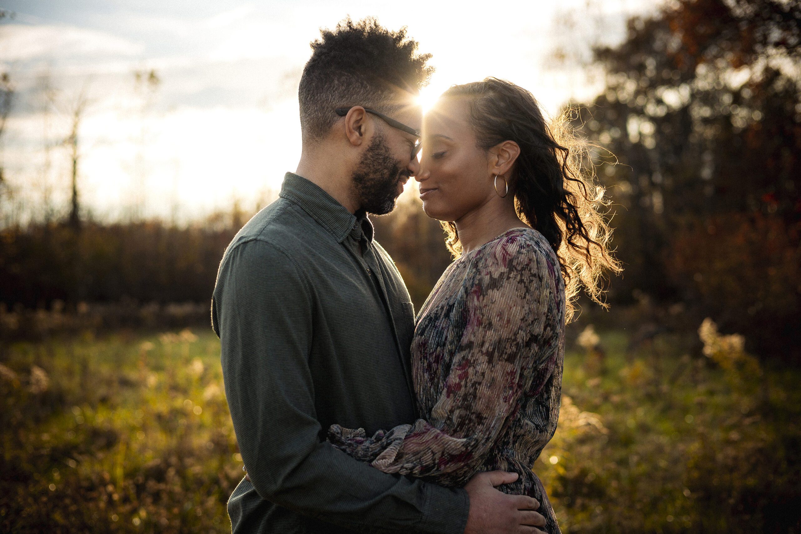 Romantic engagement photo at Belle Isle Park