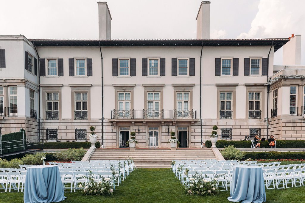Outdoor Wedding Ceremony Setup, Grosse Pointe War Memorial