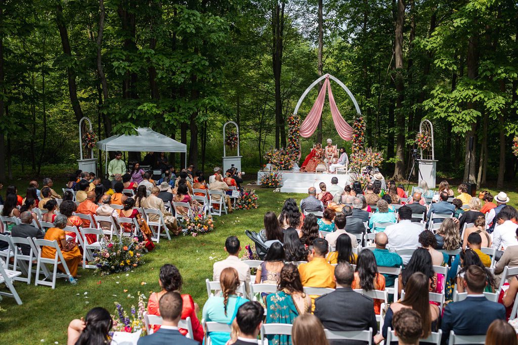 Colorful Outdoor Wedding Ceremony at Nature Barn, MI
