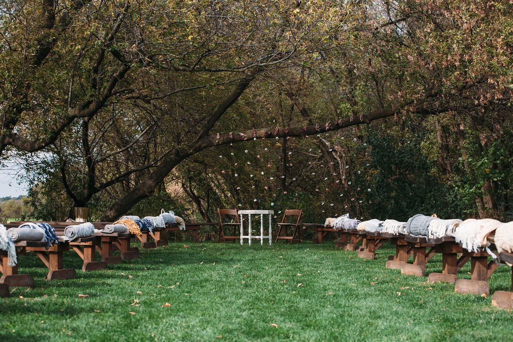 Outdoor Wedding Ceremony Setup at Frutig Farms