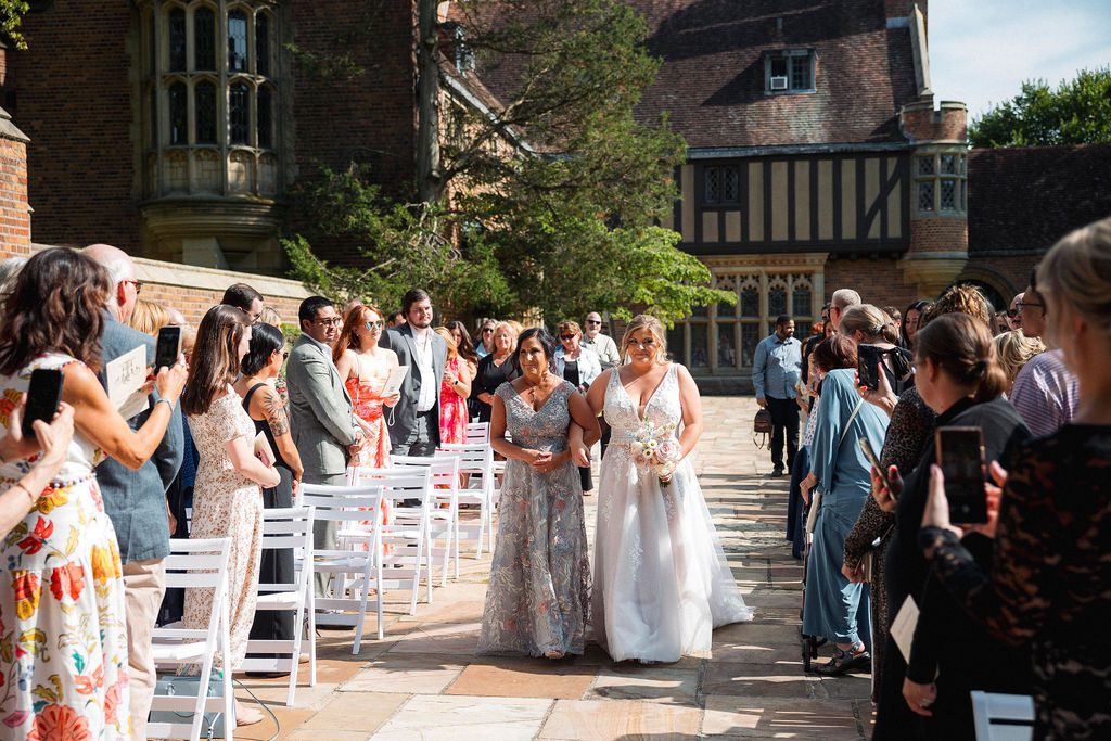Bride Walks Down Aisle with Mom at Wedding in MI