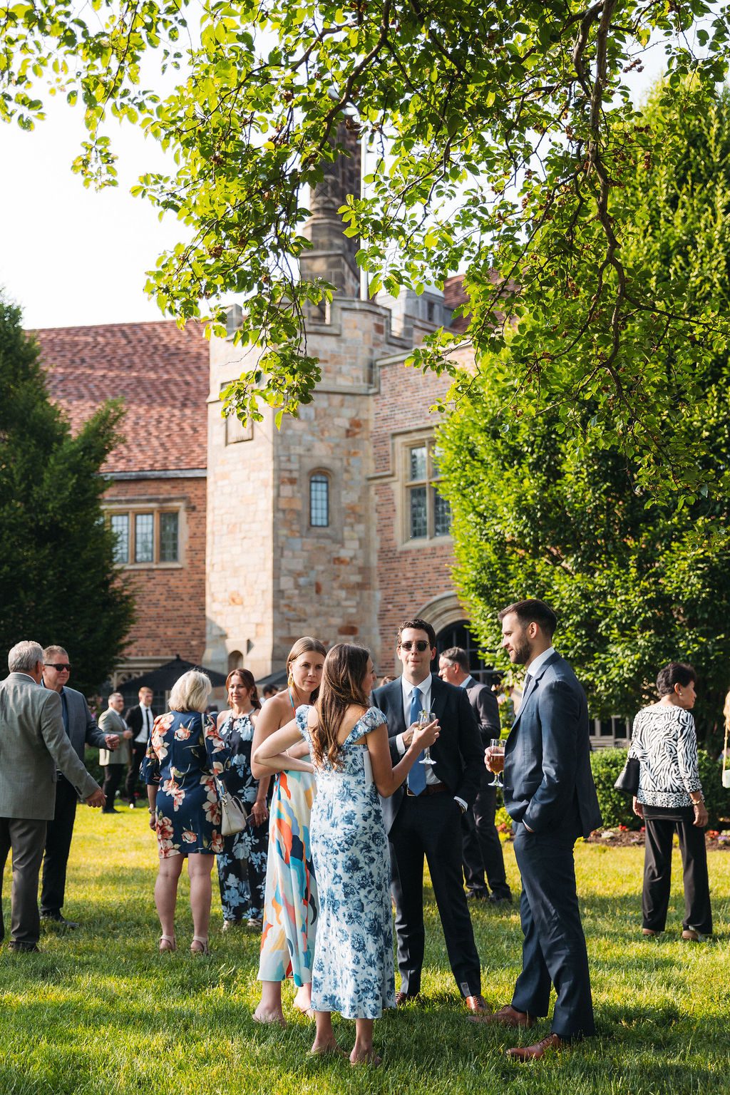 Guests Mingle at Meadow Brook Hall Wedding