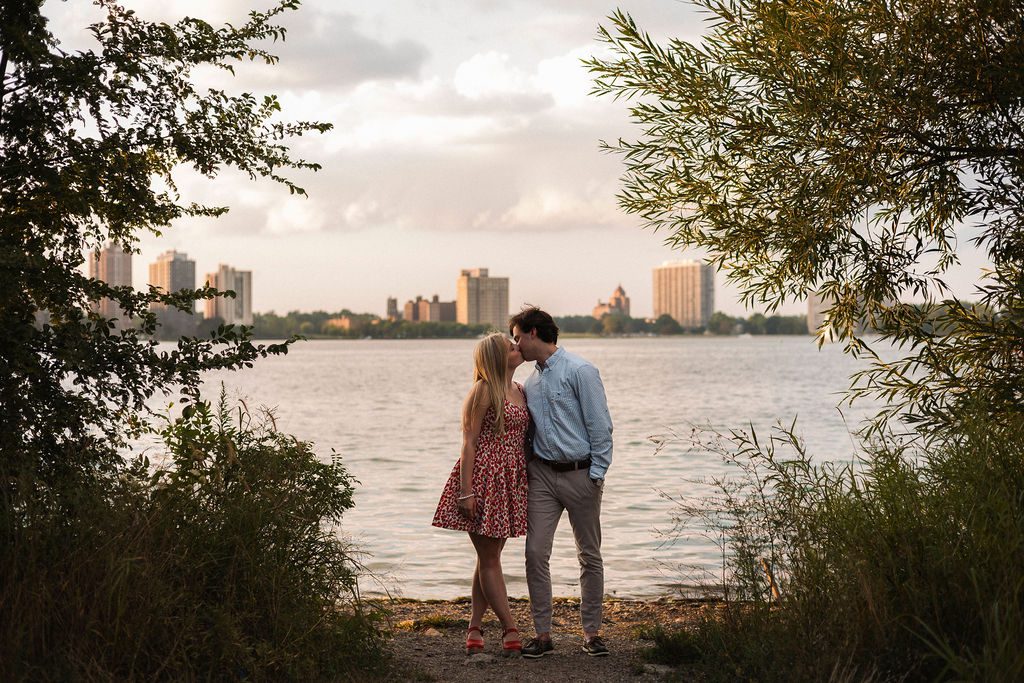 Intimate Moment During Sunrise Photoshoot at Belle Isle Park, Detroit