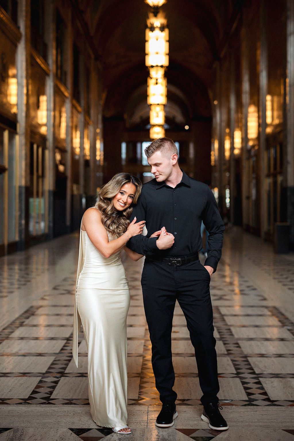 Detroit Engagement Photos at Fisher Building 